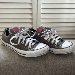 Grey Polka Dot Double Tongue Converse All Stars